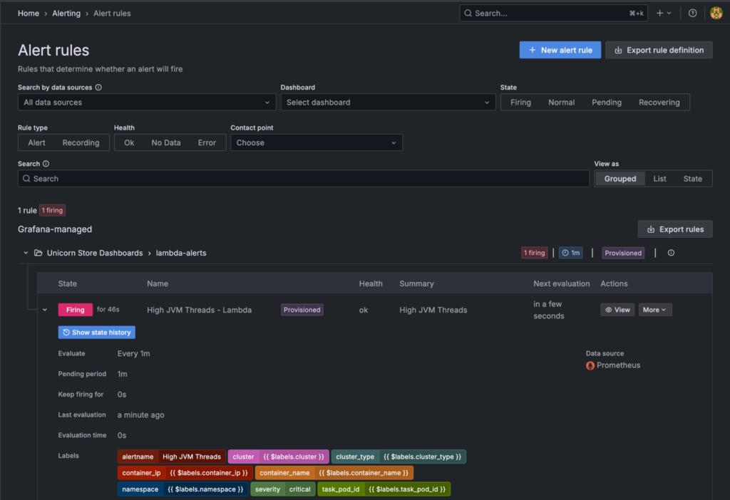 Grafana alert rules