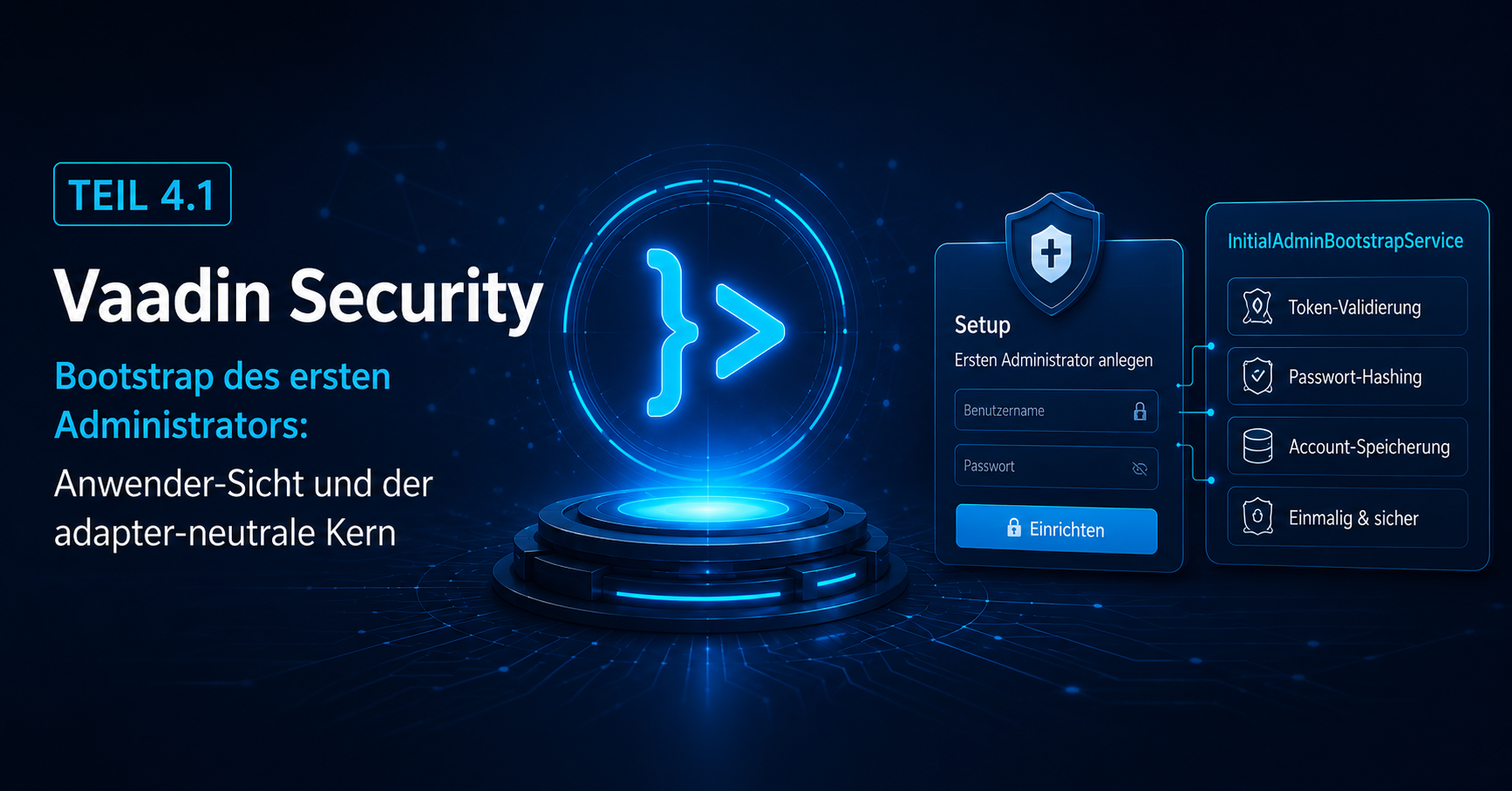 Vaadin Security, Teil 4.1 – Bootstrap des ersten Administrators: Anwender-Sicht und der adapter-neutrale Kern